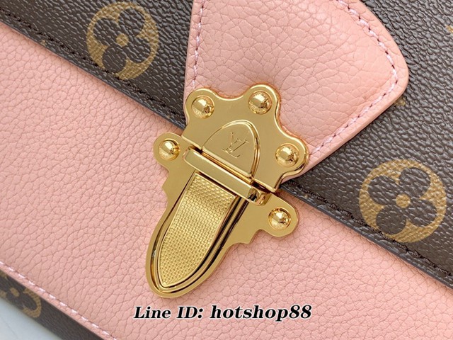 路易威登LV女包 LV老花拼粉色小牛皮鏈條斜挎女包 Victoire包袋 M41731粉 xxlv1444